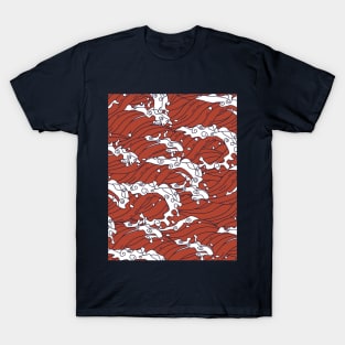 Seamless Oriental Red Sea Pattern T-Shirt